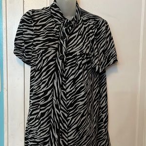 Eyeshadow Black Gray Animal Print Cardigan 1X